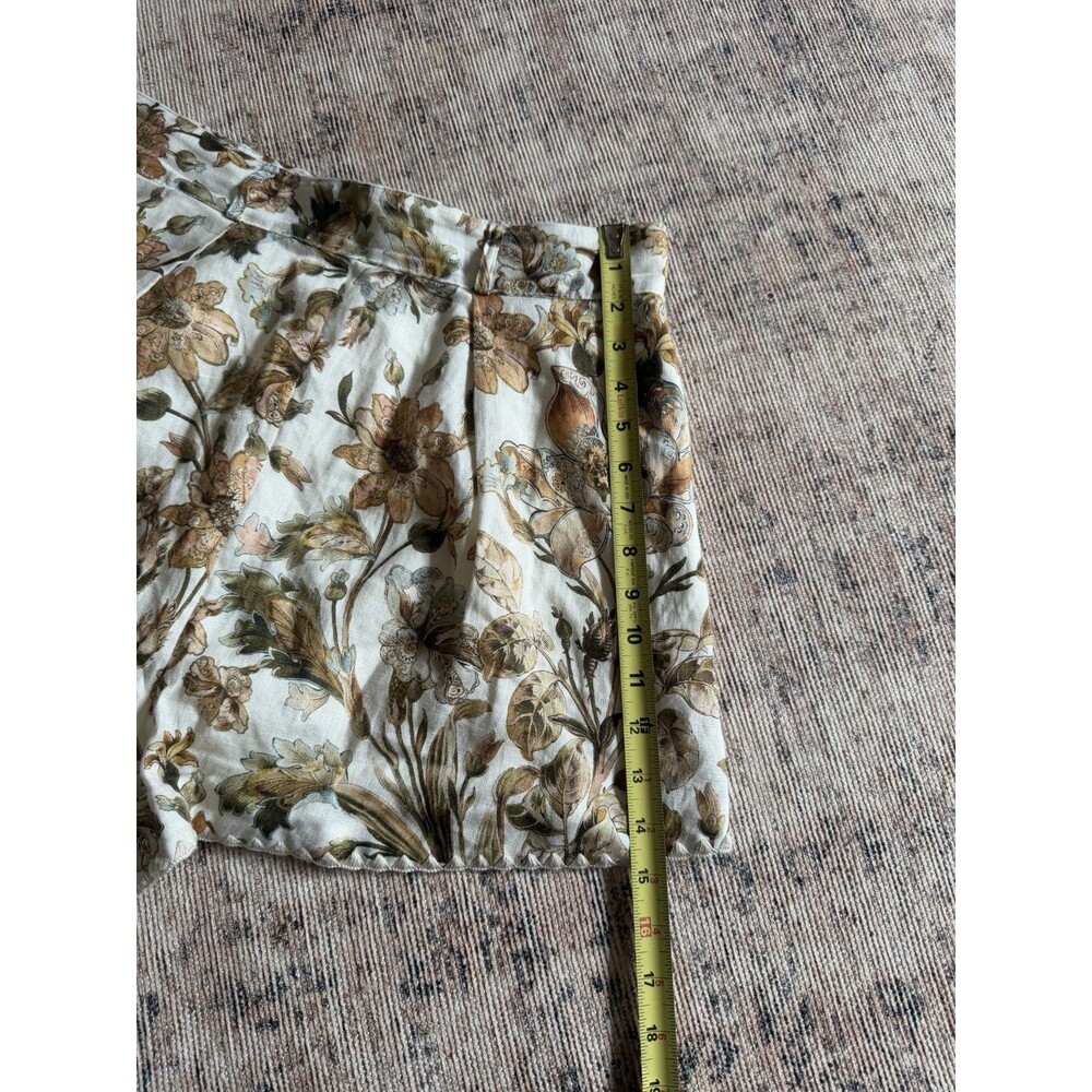 Zimmerman CHINTZ TUCK SHORT Linen Crème Floral Shorts Beige Brown (No Belt) US 8 - Picture 15 of 16
